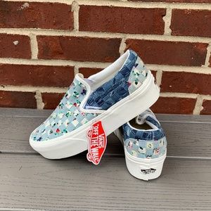 Vans Classic Slip-On Denim and Floral Platform Sneaker